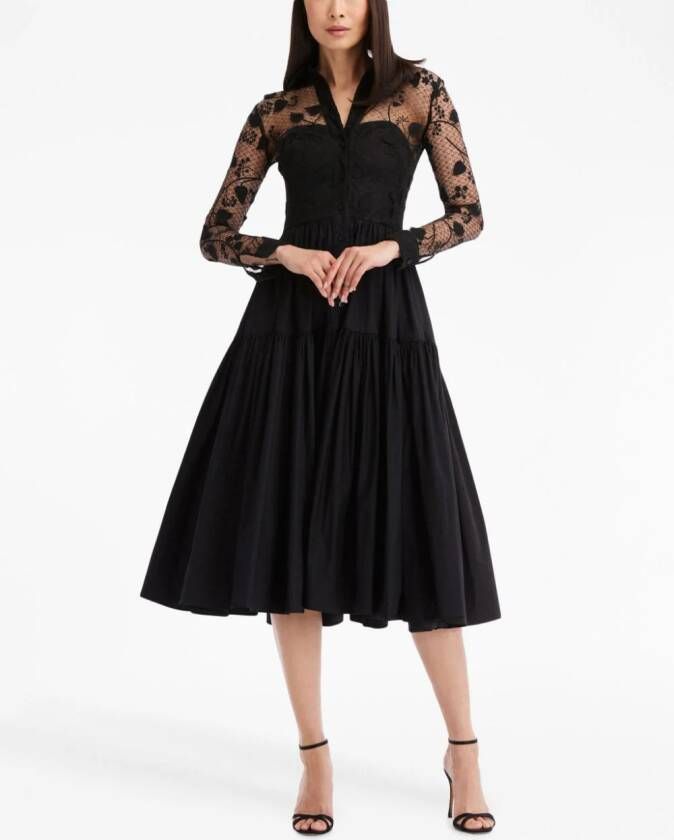 Oscar de la Renta Kanten midi-jurk Zwart