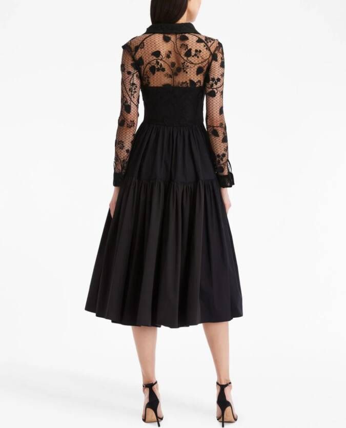 Oscar de la Renta Kanten midi-jurk Zwart