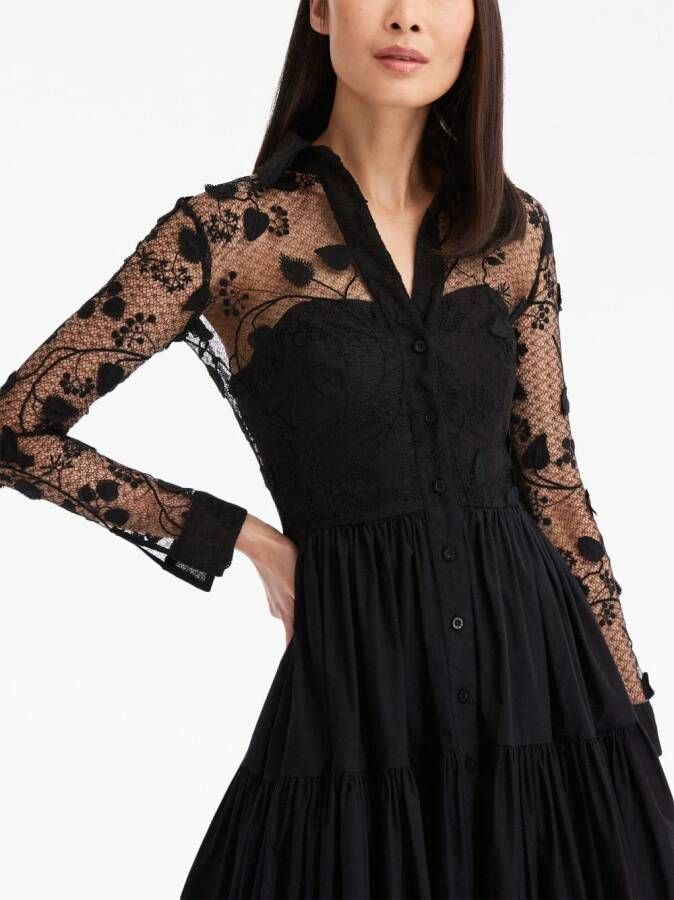 Oscar de la Renta Kanten midi-jurk Zwart