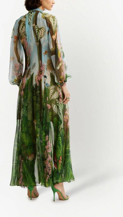 Oscar de la Renta Maxi-jurk met bloemenprint Groen