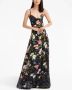 Oscar de la Renta Maxi-jurk met bloemenprint Zwart - Thumbnail 2