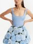 Oscar de la Renta Midi-jurk met bloemenpatch Blauw - Thumbnail 4