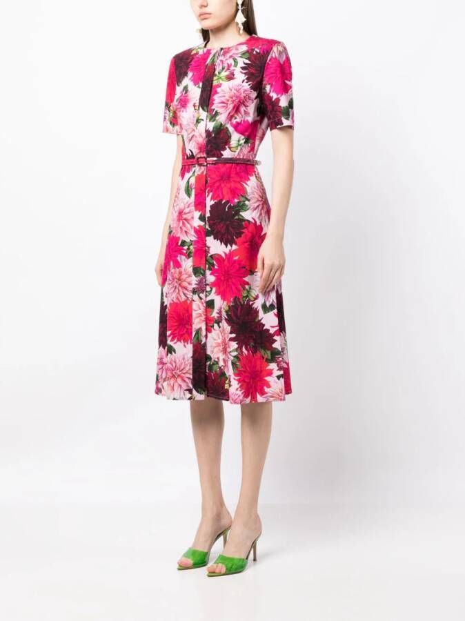 Oscar de la Renta Midi-jurk met print Roze