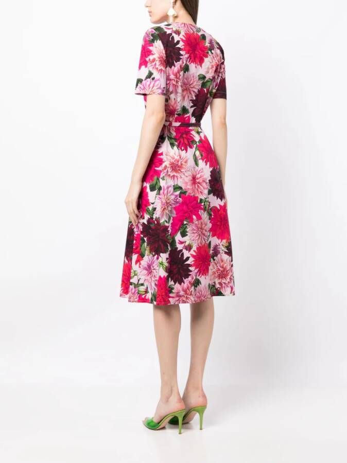 Oscar de la Renta Midi-jurk met print Roze