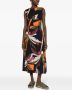 Osklen Midi-jurk met bladerprint Zwart - Thumbnail 1