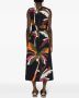 Osklen Midi-jurk met bladerprint Zwart - Thumbnail 3