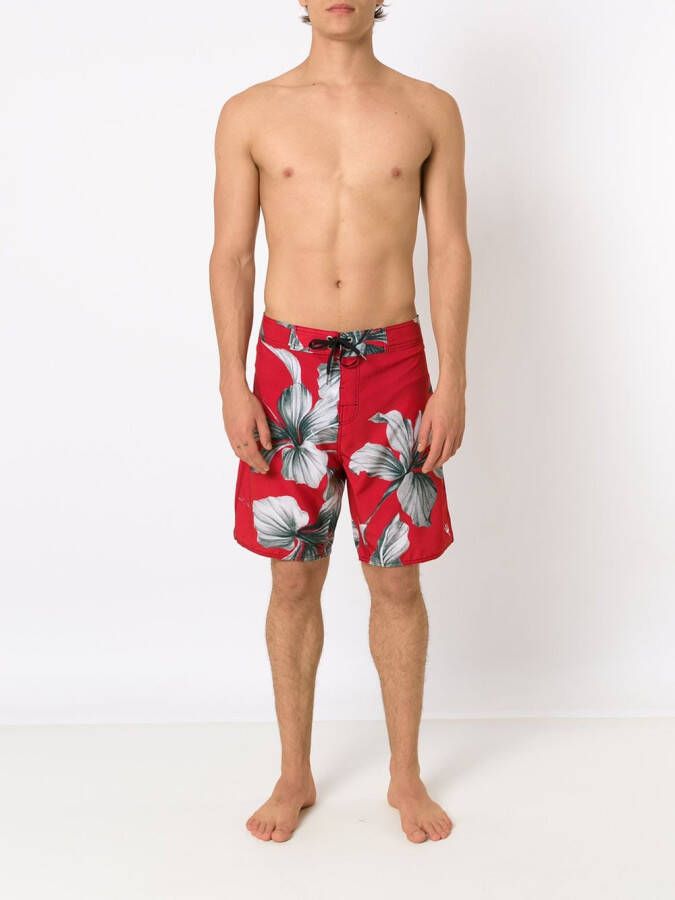 Osklen Zwembroek met bloemenprint Rood