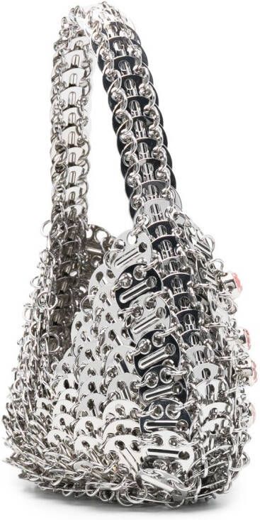 Rabanne 1969 metallic crossbodytas Zilver