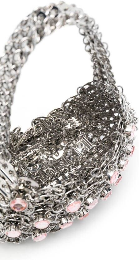 Rabanne 1969 metallic crossbodytas Zilver