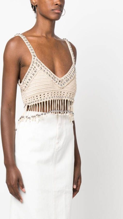 Rabanne Top verfraaid met kralen Beige