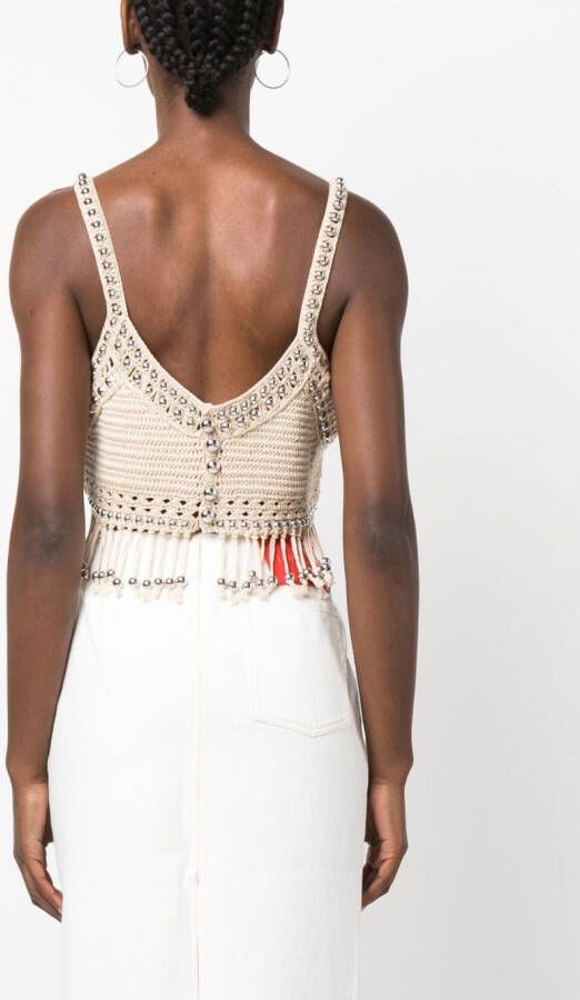 Rabanne Top verfraaid met kralen Beige