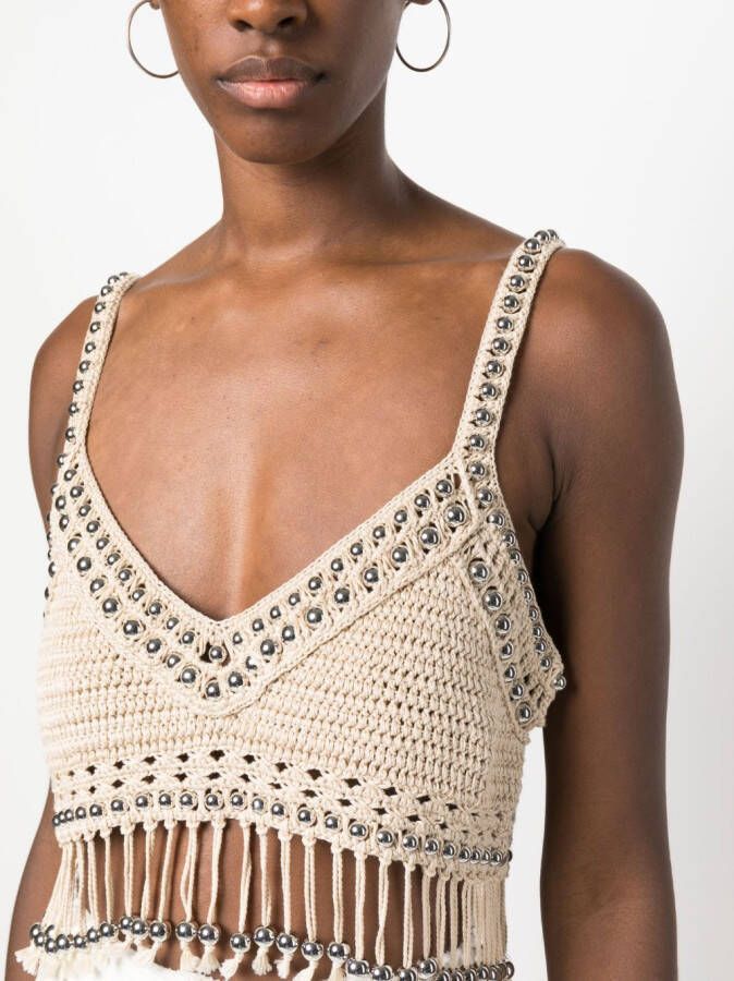 Rabanne Top verfraaid met kralen Beige