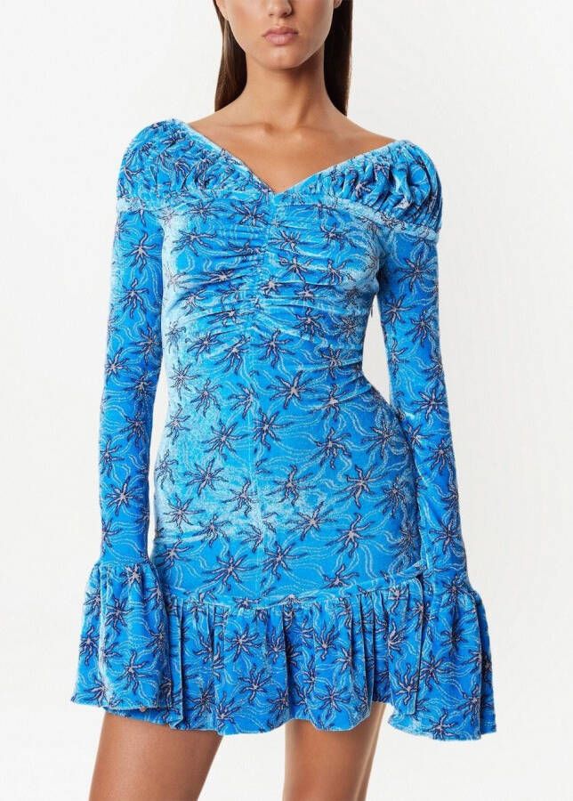 Rabanne Fluwelen mini-jurk Blauw