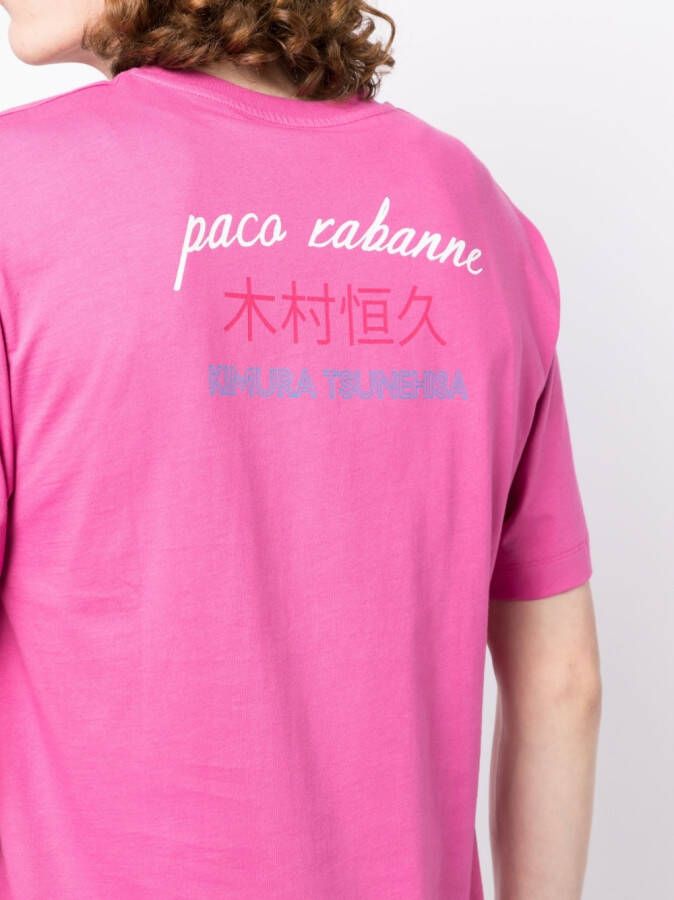 Rabanne T-shirt met logoprint Roze