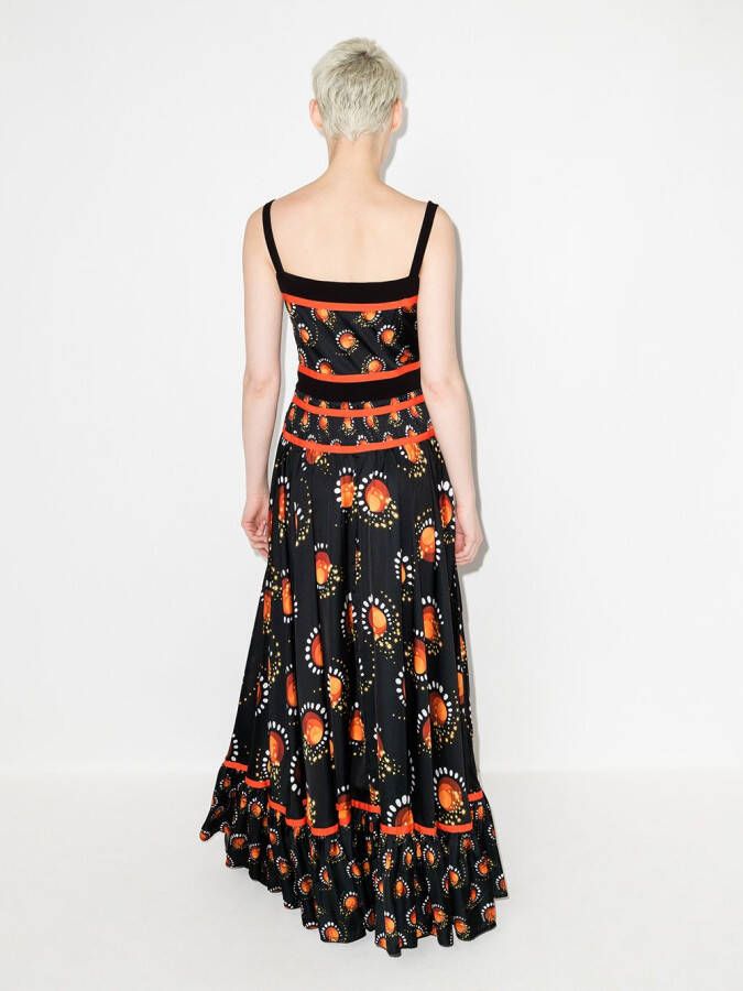 Rabanne Maxi-jurk met print Zwart