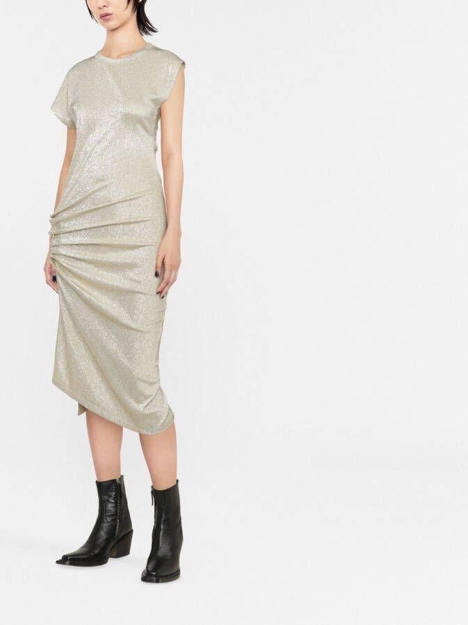 Rabanne Midi-jurk met gesmokt detail Goud