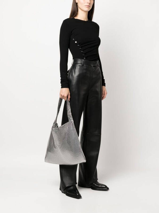 Rabanne Pixel metallic shopper Zilver