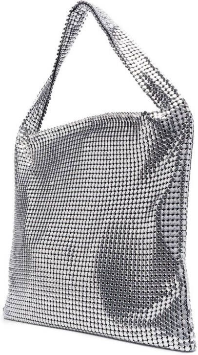 Rabanne Pixel metallic shopper Zilver