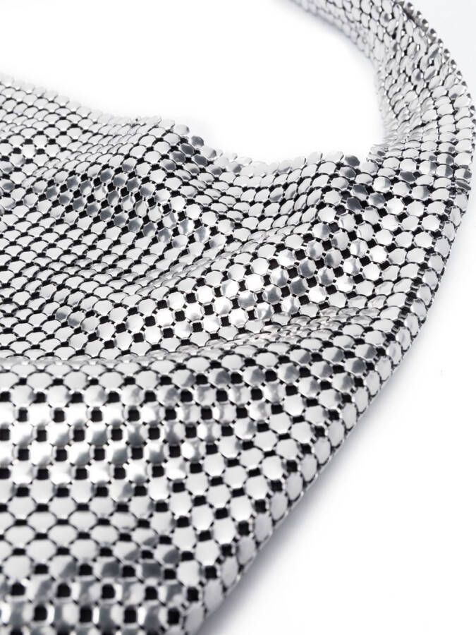 Rabanne Pixel metallic shopper Zilver