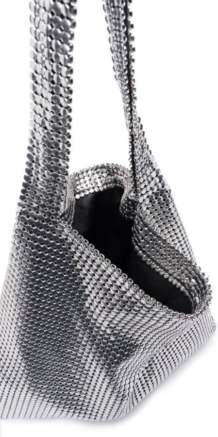 Rabanne Pixel metallic shopper Zilver