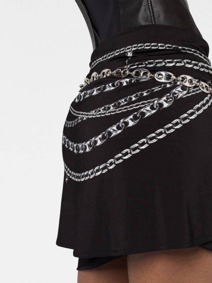 Rabanne Rok met kettingprint Zwart