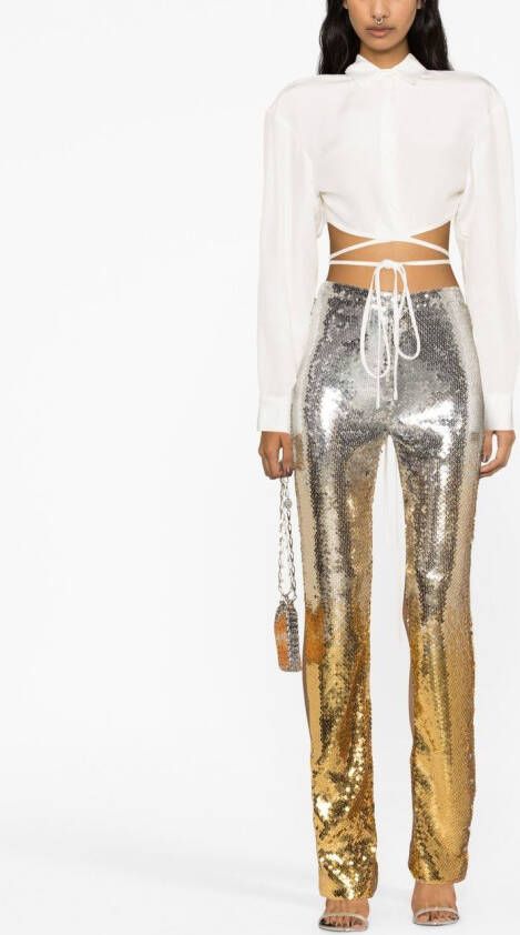 Rabanne Broek met pailletten Goud