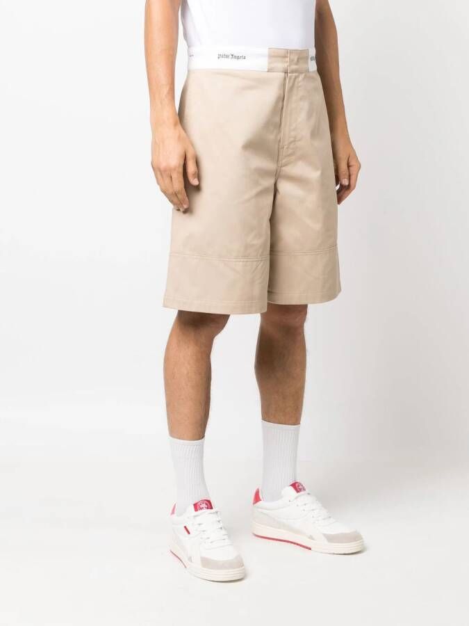 Palm Angels Bermuda shorts met logoband Beige