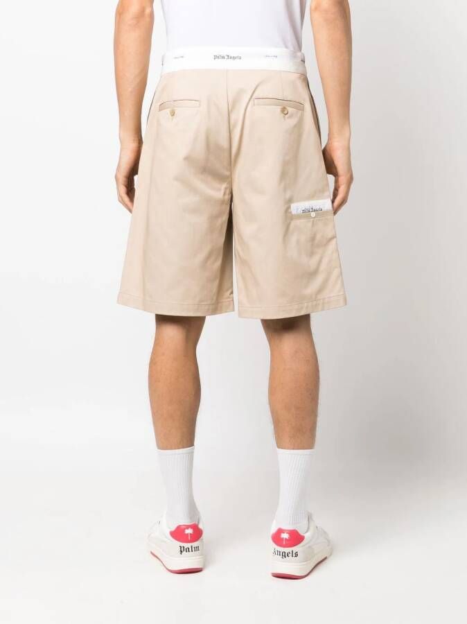 Palm Angels Bermuda shorts met logoband Beige