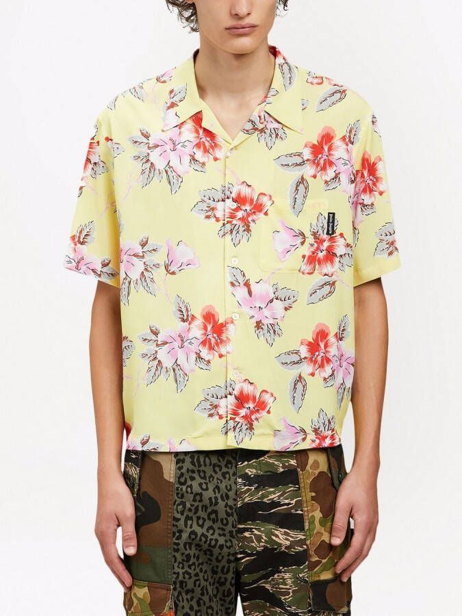 Palm Angels Bowlingshirt met bloemenprint Geel