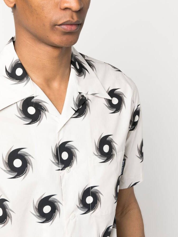 Palm Angels Bowlingshirt met print Beige