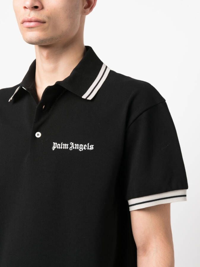 Palm Angels Poloshirt met geborduurd logo Zwart