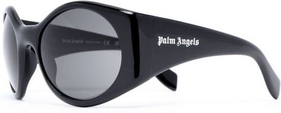 Palm Angels Ennis zonnebril met rond montuur Zwart