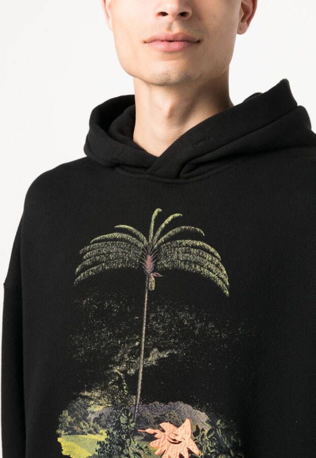 Palm Angels Hoodie met print Zwart