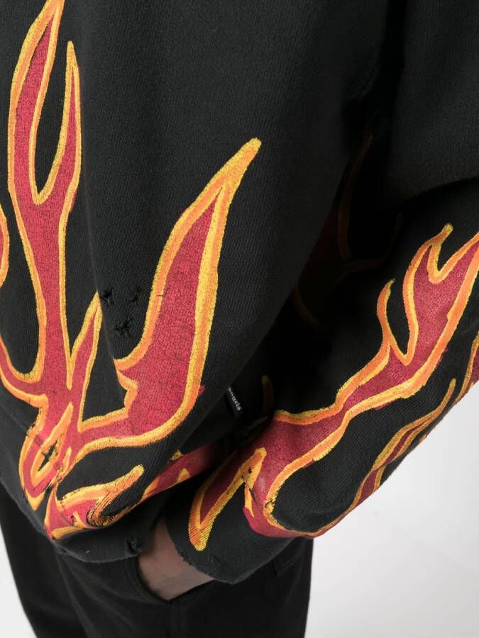 Palm Angels Gerafelde sweater Zwart