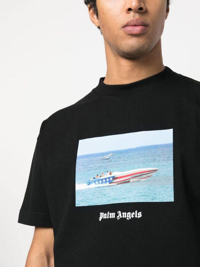 Palm Angels T-shirt met print Zwart