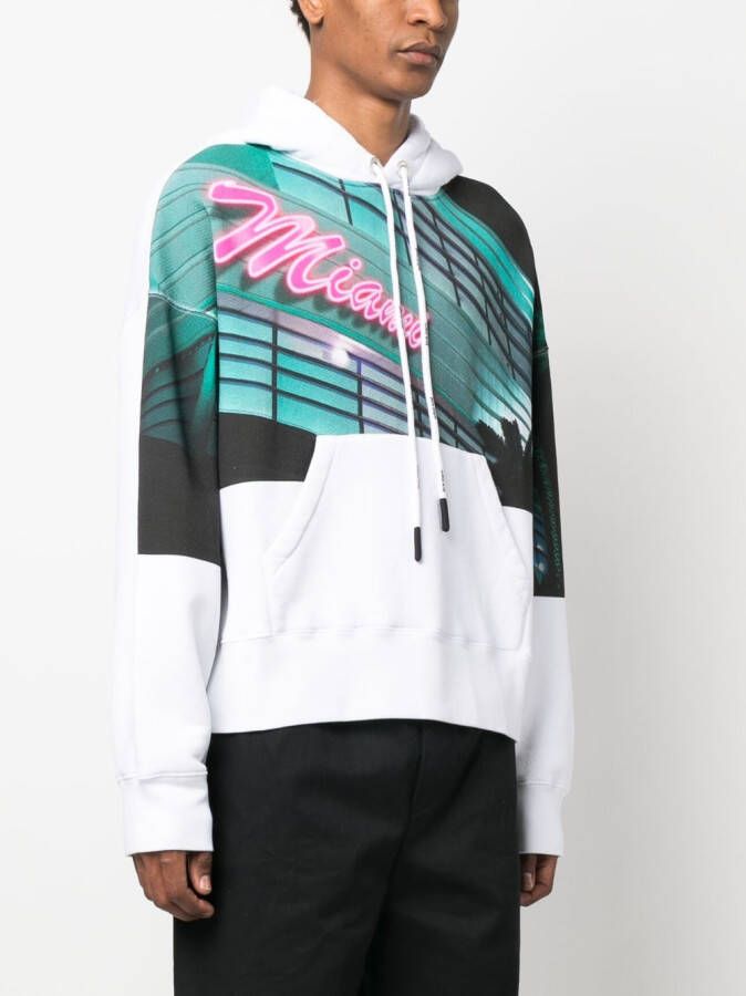 Palm Angels Hoodie met print Wit