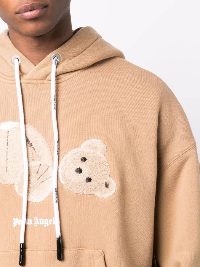 Palm Angels Hoodie met berenprint Beige