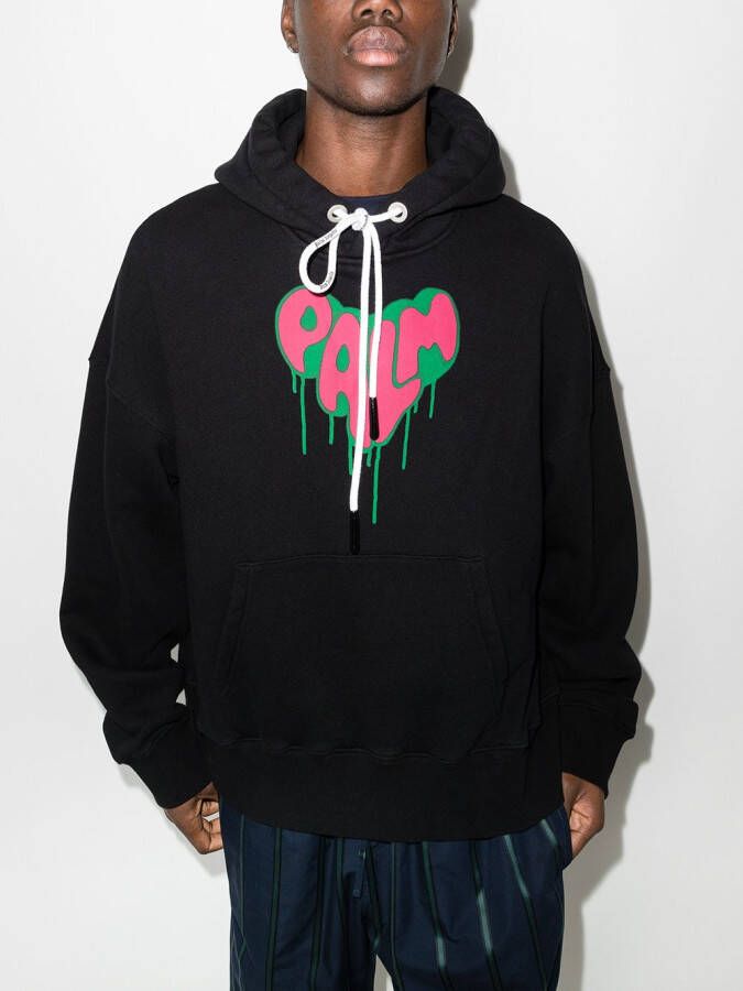 Palm Angels Hoodie met logoprint Zwart
