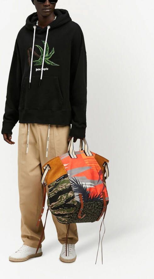Palm Angels Hoodie met print Zwart
