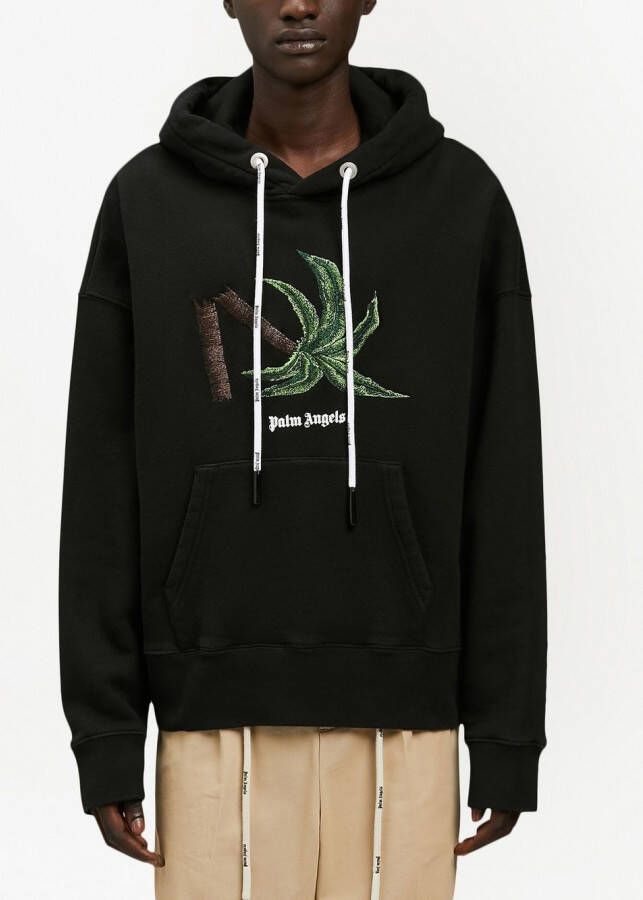 Palm Angels Hoodie met print Zwart