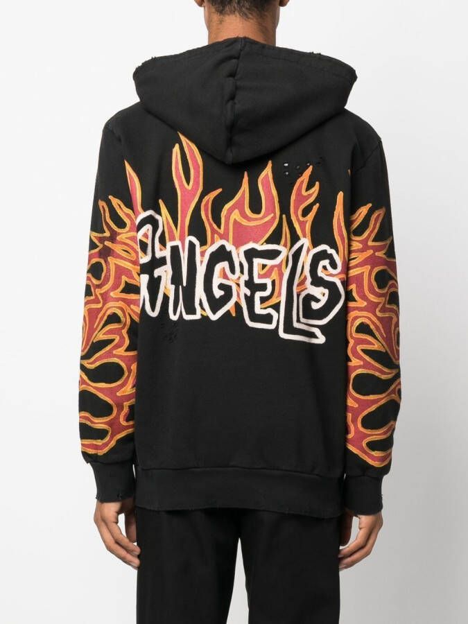 Palm Angels Hoodie met vlammenprint Zwart