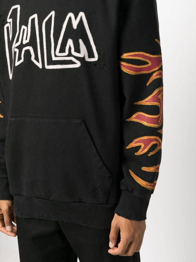 Palm Angels Hoodie met vlammenprint Zwart
