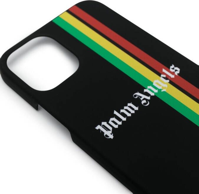 Palm Angels iPhone 12 gestreept hoesje Zwart