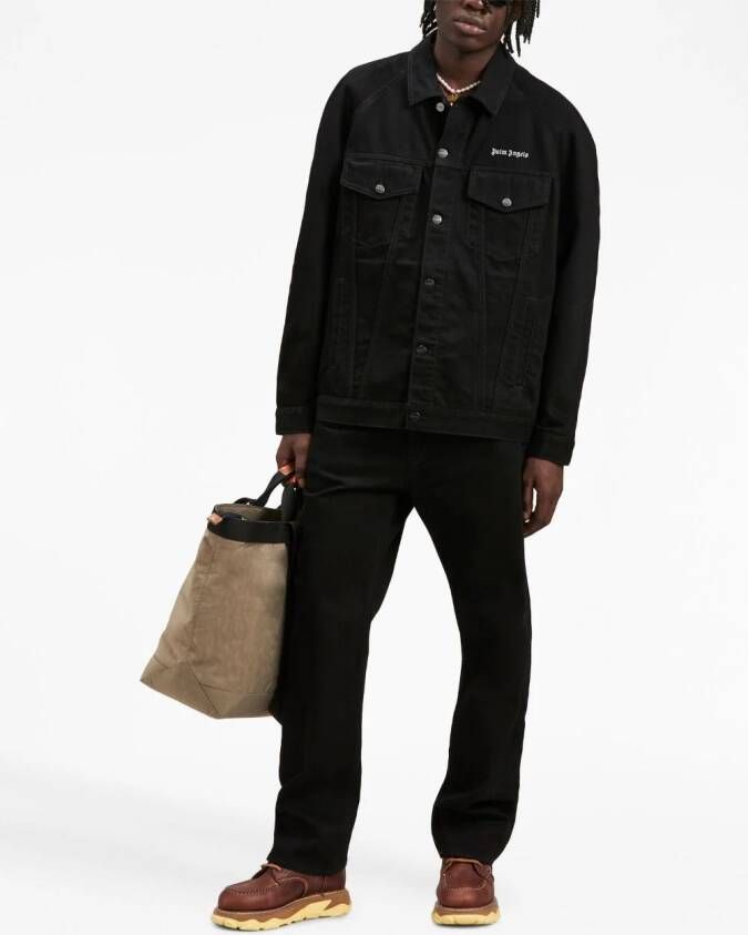 Palm Angels Jeans met geborduurd logo Zwart