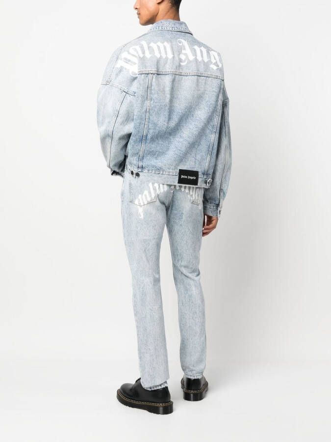Palm Angels Jeans met logoprint Blauw