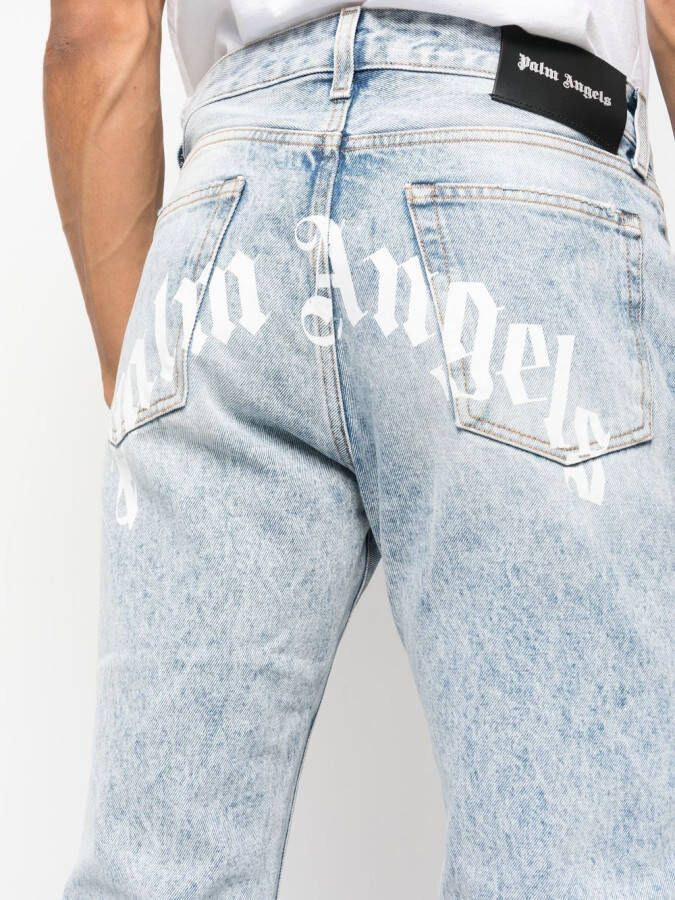 Palm Angels Jeans met logoprint Blauw