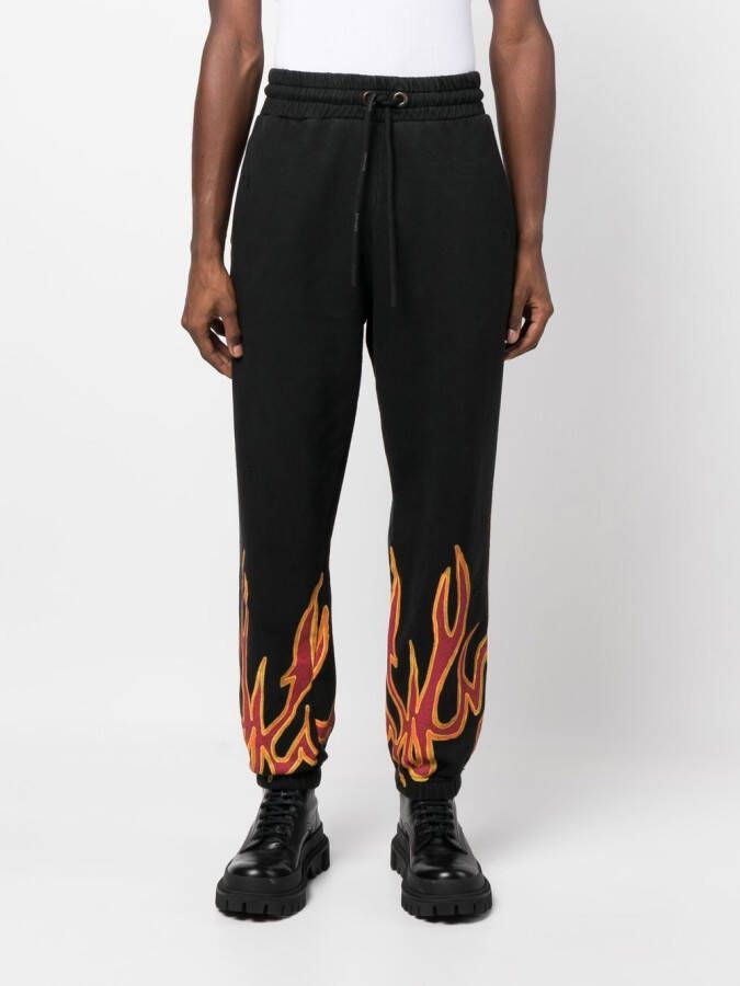 Palm Angels Joggingbroek met vlamdetail Zwart