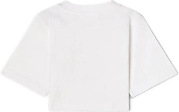 Palm Angels Kids Cropped T-shirt Wit