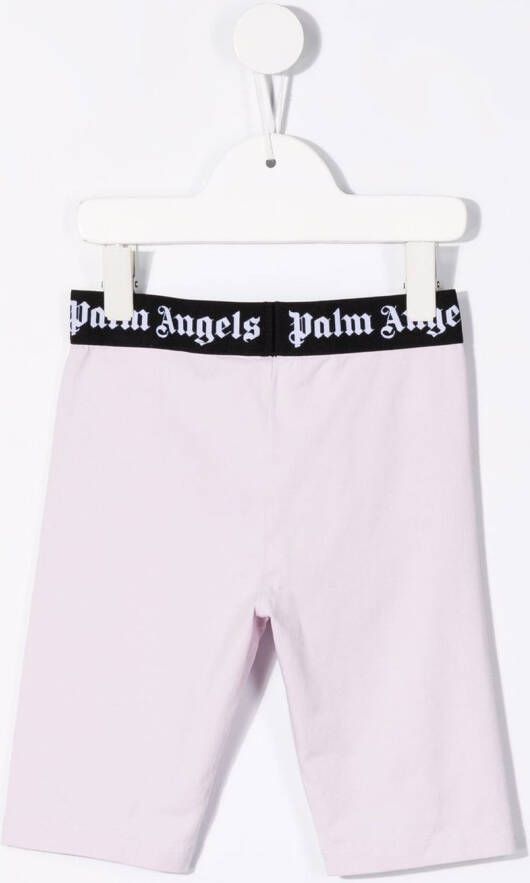 Palm Angels Kids Fietsshorts met logo tailleband Roze