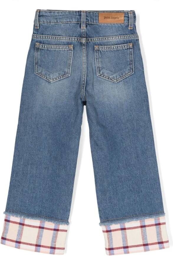 Palm Angels Kids Geruite jeans Blauw